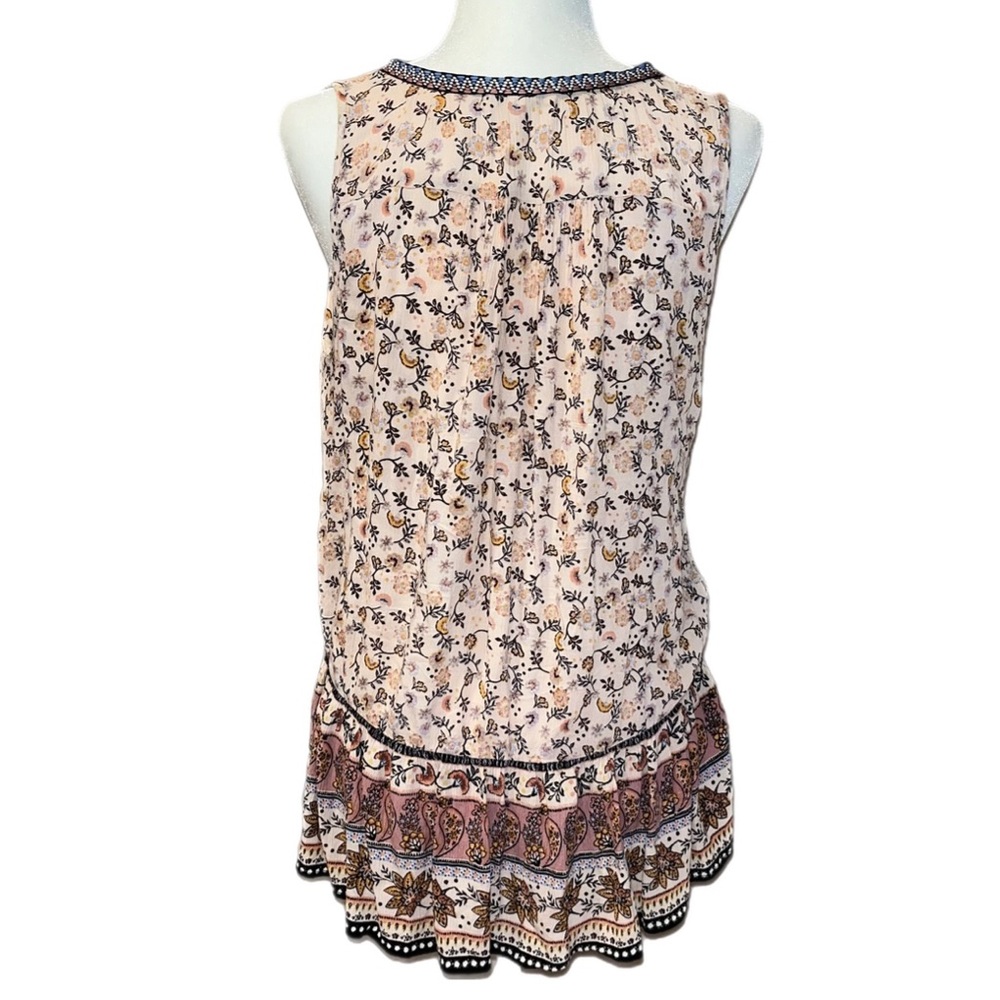 PATRONS Of Peace Floral Blush Patterned High Low V-neck Sleeveless Size SMALL - Picture 3 of 11